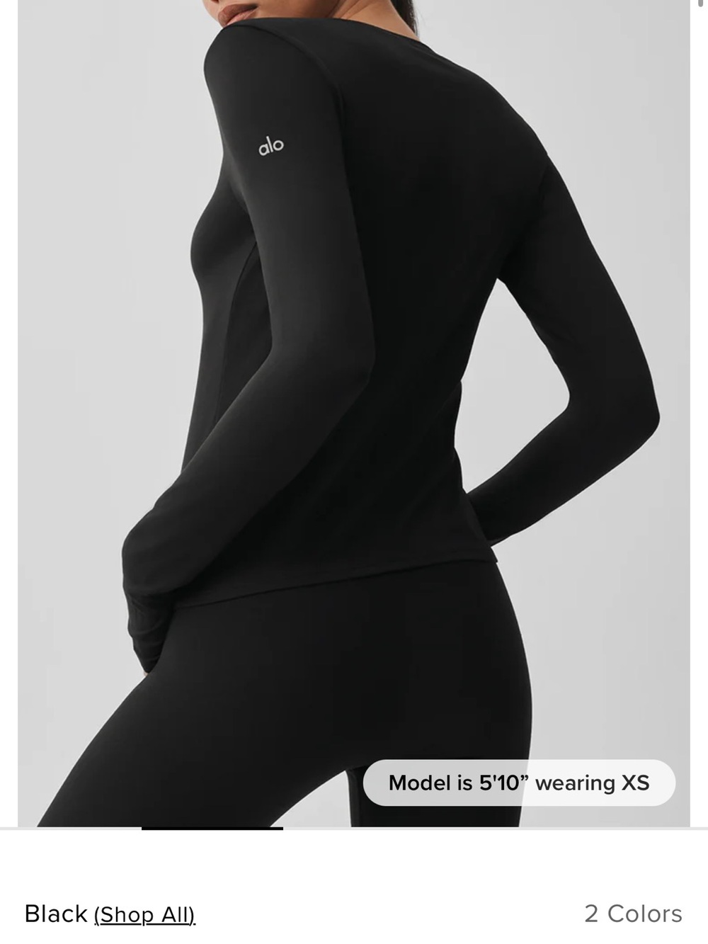 ALO Yoga Black Long-Sleeve Fitted Top